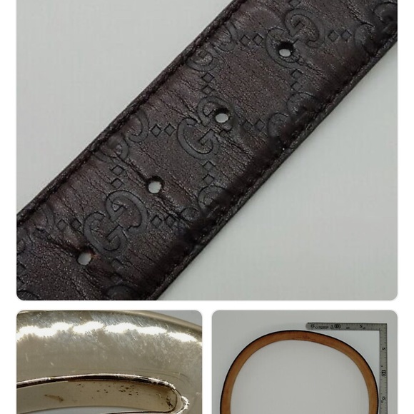 Gucci Brown Leather Belt with Gold Buckle full length 105cm. - Picture 5 of 6